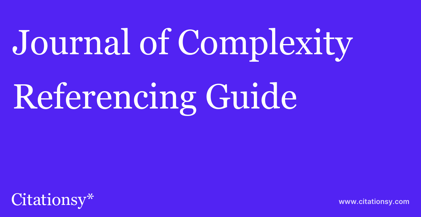 cite Journal of Complexity  — Referencing Guide